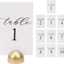 Hanna Roberts Gold Table Number Cards Stands Modern Cursive Table Number for Wedding Reception Anniversary Party Restaurant, Events Party, 4" x 6" (Set of 10, 1-10, Gold)