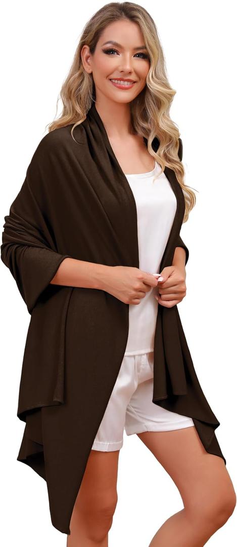 Tencel Shawl Wraps Women's Girls Shrug for Evening Dress Wedding Cape Cover Up 1920s Shawl (Brown), Size: 71x35in