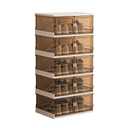 3-Pack Premium Amber Clear PET Shoe Boxes, XL Foldable Sneaker Display & Storage Organizer, Magnetic Door, Double Capacity Fits 2 Pairs Up to Mens US Size 14, Stackable for Closet Bedroom Entryway