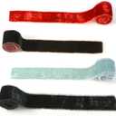 4 Roll Valentine's Day Silk Velvet Ribbon for Gift Wrapping Fringe Fabric Frayed Velvet Ribbon Raw Edge for Valentine Day Party Wedding Decor Bouquet Basket Hair(Classic Color,2 in X 8 yd)