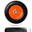RONPOW 11x6.00-5 Flat Free Lawn Mower Tire and Wheel, 11x6x5 Solid Front Tires for Zero Turn Mower, 400Lbs Load, 3/4", 5/8" and 1/2" Bearings, 5.31"-7.71" Hub for Residential Commercial, 2Pack Orange