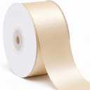 Cream Double Face Satin Ribbon 1-1/2 Inch x 25 Yards, Polyester Decorative Ribbon for Wedding Decor, Hair Bows, Gift Wrapping, Floral Arrangements, Sewing and Crafts