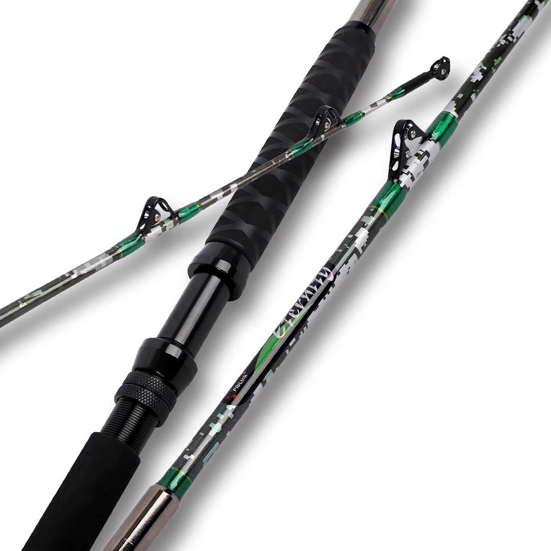 Fiblink 2-Piece Trolling Fishing Rod, Saltwater Roller Rod, Portable Big Game Rod (6' / 80-120lbs / 2pc)