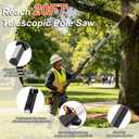 20FT Reach Manual Pole Saw, 2-in-1 Pole Pruner for Tree Trimming, 4-Section 5-12FT Retractable Square Pole, Labor-Saving Pulley & Hardened Steel Blade for Fruit, Palm, High Orchard Branches