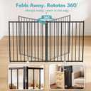 No Pawblems Free Standing Dog Gate with Door, 30'' Tall Foldable Dog Fence for Indoor & Outdoor, Up to 78 Inch Extra Wide Puppy Gate for Stairs, Hallways, Doorways, Deck, Yard (Black, 3 Panels)