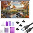 A2 Large Tracing LED Light Pad Kits for Diamond Art, Sketching, Painting - Adjustable Brightness, Sketching, Tracing - USB Powered DIY Diamond Art Light Box with Bead Storge Container, Pens, Clips (Black)