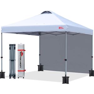 MASTERCANOPY 10x10 Durable Pop Up Canopy Tent with 1 Sidewall, White