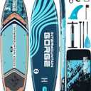 11'x34 Ultra Wide Paddleboard, Inflatable SUP&430lb Capacity for All Skill, Stand-up Paddle Board for Yoga/Family, EVA Deck, US Fin, High-Pressure Pump, 100L Bag, Safety Leash,  Woodgrain Blue 