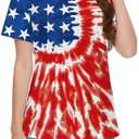 Women's 4th of July Shirt USA Flag Shirts for Women V Neck Independence Day Tops Stars and Stripes Tshirt Star Stripe, M