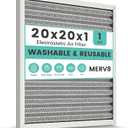 20x20x1 HVAC Furnace Air Filter, Washable Electrostatic Furnace Filter, MERV 8, Lasts a Lifetime, Breathe Fresher, Home And Office (Actual Size:19.75x19.75x0.82)