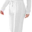 DITOK Track Suits for Women Set 2 Piece Spring Lounge Outfits Zip Up Sweatshirt & Sweatpants with Pocket Jogger Sweatsuits (Small, Pure White)