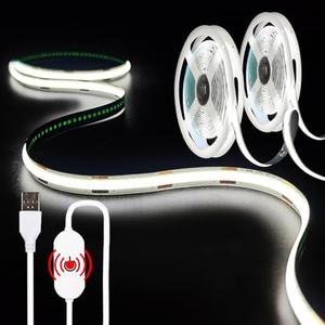 XINGZHI 2 Pack USB LED Light Strip, 6000K White COB LED Strip Lights, 3.28 FT TV Lights Flexible Small Led Lights with Touch Switch Controller White 5V LED Strip Light for TV Backlight Bedroom