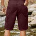 JMIERR Mens Casual Twill Cargo Shorts Cotton Drawstring Classic Cargo Stretch Short with 6 Pockets (Red, XXL)