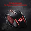Redragon M913 Impact Elite Wireless Gaming Mouse, 16000 DPI Wired/Wireless RGB Mouse with 16 Programmable Buttons, 45 Hr Battery and Pro Optical Sensor, 12 Side Buttons MMO Mouse