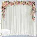 Wokceer Ivory Backdrop Curtain for Wedding Parties 3 Pack 10x8FT Wedding Curtains Photo Backdrop Drapes Polyester for Photoshoot Baby Shower Birthday Party Curtains Background 6 Panels 5x8FT, 10FTx8FT
