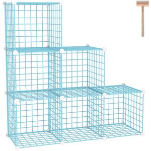 C&AHOME Wire Cube Storage, 6 - Cube Organizer Metal C Grids, Modular Shelves Units, Closet Organizer, Ideal for Home, Office, Living Room, 36.6L x 12.4W 36.6H, Blue UWCS3006B