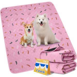 Sunheir Washable Pee Pads for Dogs Extra Large 48" x 60" 2-Pack, Reusable Puppy Pads Pet Training Pads for Dog Playpen Indoor, Waterproof Dog Pee Pads for Puppy Playpen, Whelping Pad - Pink