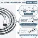 BRIGHT SHOWERS High Pressure Dual Shower Head Combo, Handheld Showerhead Rainfall Shower Head Combo with Black Face, 60 Inch Long Stainless Steel Shower Hose, Chrome