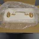 Joligrace Makeup Train Case Large Portable Cosmetic Makeup Storage Box Organizer Lockable with 4 Tray Compartments Retro Champagne Beige Vegan Leather (Long Tray Version)