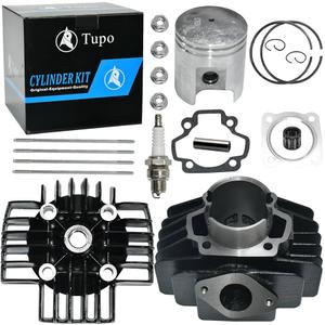 Tupo 44mm 60cc Big Bore Cylinder Head Piston Ring Gasket Top End Rebuild Kit Compatible with Yamaha PW50 PW 50 Y-Zinger 1981-2023, QT50 1979-1987, YT60 Tri-Zinger YT 60 1984-1985