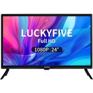 luckyfive CrystalView 24" Android Smart TV | Netflix & Disney+ YouTube Ready | Vibrant FHD Display | Google Play Store | Wi-Fi & Local Channels | HDMI/USB | VESA Mountable