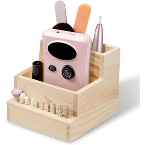 Nail Drill Bits Holder, Wooden 10 Holes Nail Drill Machine Holder Display Storage Box, Durable Nail Art Polishing Grinding Drill Bit Organizer for Home Use or Nail Salon