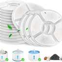 Cat Fountain Filter, 16 Pcs Cat Water Fountain Filters Replacement, 3-Filtration System Round Carbon Filters Compatible with 81oz / 2.4L Round Automatic Pet Dog Water Fountain Dispenser