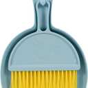 2 x Shaloxar Small Broom and Dustpan Set,mini Compact Portable, for Home, Sofas, Kitchen countertops, Storage Shelves, Office desks, bathrooms, and pet Areas (Blue)