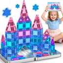 Mini Magnetic Tiles Travel Set 40PCS with Iron Box Princess Castle Pretend Girl Play Toys Age 3 4-5 6-8, Educational Portable Magnet Building Tiles Christmas Birthday Gifts for Toddlers Boys & Girls