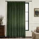 Olive Green Luxury Velvet Curtains Extra Wide Thermal Insulated Blackout Pinch Pleat Curtains 96 Inches Long Room Darkening Drapes with Hooks for Living Room Bedroom Set of 1 Panels 80 x 96