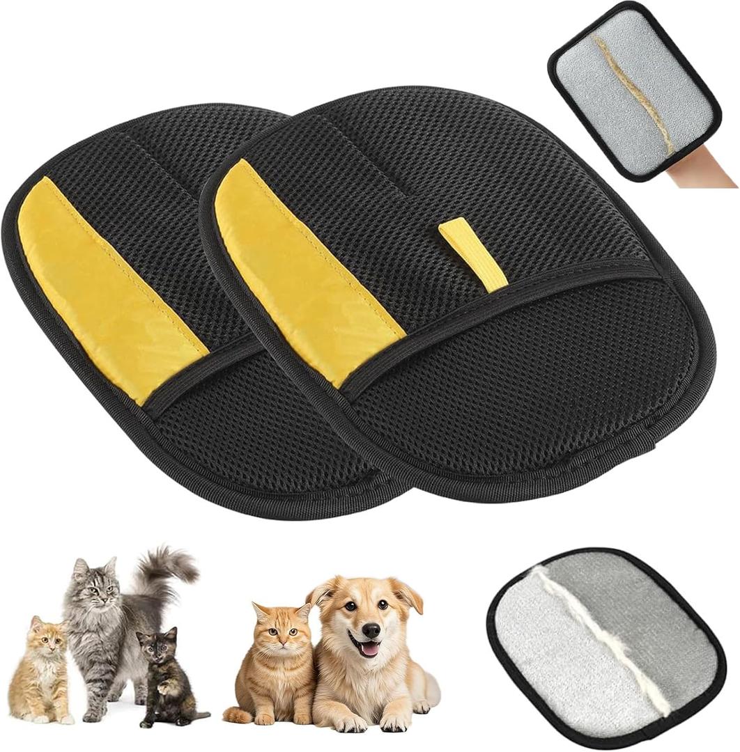 Afnmttly Pet Hair Removal Glove for Cats & Dogs, 2025 New Upgrade Efficient Grooming Gloves for Pet Hair, Cat Grooming Gloves for Hair Removal, Reusable Pet Hair Remover Glove (2Pcs)
