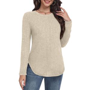Long Sleeve Shirts for Women Fall Sweaters Lightweight Casual Crew Neck Tunic Tops (XL)