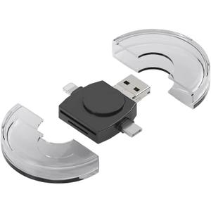 SD Card Reader 4-IN-1, Dual Connector USB 3.0/USB C Memory Card Reader Adapter, SD Card Reader for iPhone, Trail Camera Viewer SD Memory Card Reader Adapter for iPhone