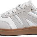 LUCKY STEP Women Classic Retro Gum Sole Fashion Sneakers Casual Tennis Skate Shoe Genuine Leather Walking Footwear Anti Slip Trainers,Size: 8.5