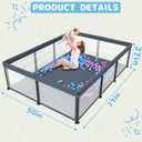 TOREVSIOR Foldable Baby Playpen with Mat, 50"71" F oldable P laypen for Babies and Toddlers, Indoor & Outdoor Kids Safety Play Pen, Portable Play Yard, Foldable Baby Playpen with 50 Ocean Balls