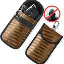 Vammcht Upgraded Faraday Bag for Key Fob (2 Pack), Premium Faraday Key Fob Protector– Car RFID Signal Blocking, Car Security Protection, Anti-Theft Pouch, Anti-Hacking Case Blocker Brown