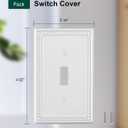 6-Pack Single Toggle Light Switch Cover Plate, Pearls Decorative Switch Plate Covers, Pure White 1 Gang Metal Wall Plate, Corrosion Resistant