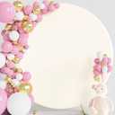 Wokceer 7.2FT Round Backdrop Cover Round Arch Covers Ivory Spandex Circle Balloon Arch Backdrop Cover for Wedding Birthday Party Baby Bridal Shower Decor