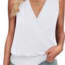 ANRABESS Womens V Neck Tank Tops Wrap Banded Hem Shirts Sleeveless Ruched Going Out Blouse 2026 Summer Fashion Clothing White XX-Large
