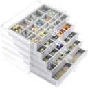Watpot Acrylic Jewelry Box with 5 Drawers, Clear Earring Storage Organizer Display Case for Women Girls, Gray