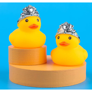 Chivao 12 Pcs Yellow Rubber Ducks with 12 Pcs Crown, Bath Toys Bathtub Duckies Mini Ducks for Float Bathtub Toys Baby Shower Birthday Party Favors