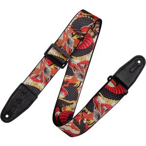 Levy's Leathers 2 Wide Polyester Guitar Strap with Genuine Leather Ends; Japanese Traditional Dragon Motif (MPD2-123)