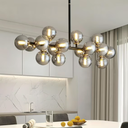 HOOMEDELIER 16 Lights Mid Century Modern Chandelier Black Linear Chandelier Light Fixture Glass Globe Sputnik Pendant Light for Indoor