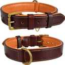 Leather Dog Collar | Leather Collar for Extra Large Dogs, 1.5 Inch Wide Brown Dog Collar | Genuine, Full Grain, Heavy Duty, Comfortable, Padding | (X-Large (Fit Neck Size 22"-26"), Brown)