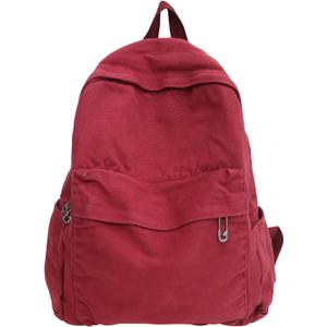 AFGWK Vintage Canvas Backpack for Women Grunge Hippie Cute Boho School Backpack Casual Y2K Aesthetic Backpack (Red)