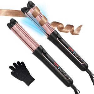 Hair Straightener & Curler 2 in 1, 360Airflow Curling Iron 1 INCH Flat Iron Hair Straightener Up to 430F, Cooling Air Curling Wand for Long Hair with 5 Temps Double Voltage (Rose Gold)