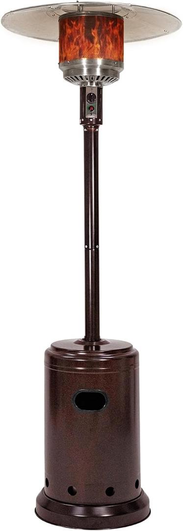 Amazon Basics 46,000 BTU Portable Outdoor Propane Patio Heater with Wheels, Commercial & Residential, Easy to Use, with Water Tank, Havana Bronze, 32.1 x 32.1 x 91.3 inches