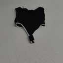 SUUKSESS Women Sexy Square Neck Thong Bodysuit Backless Cami Bodysuit Top (Small, 01 Black-white)