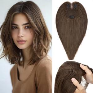 Rich Choices Hair Toppers for Women Real Human Hair Remy Hairs Toppers Hairpieces for Women with Thinning Crown Wispy Clip in Topper 10 Inch No Bang-#2 Dark Brown