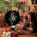 Antique Mistletoe Ceramic Christmas OrnamentsXmas Gift Ornament for Women, Dark Academia Mistletoe Decor Ornaments for Christmas TreeGold Bow Botanical Hanging Ornament for Xmas Tree,3x3